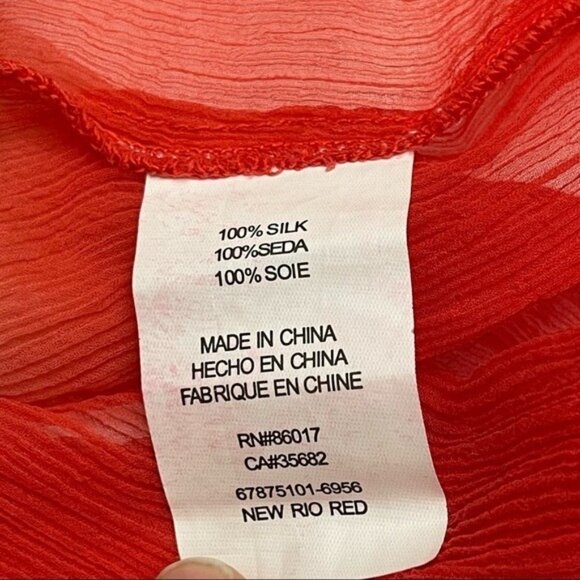 Y2K Bebe Off The Shoulder Silk New Rio Red Ombré Tie Dye Open Back Gauze Top - Picture 8 of 9